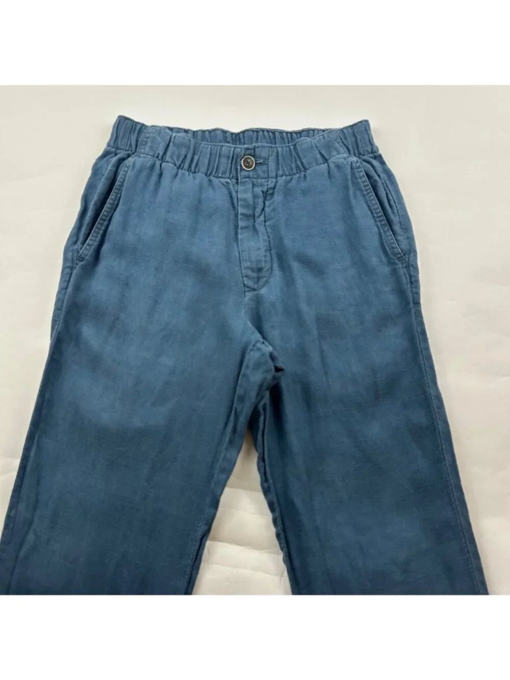 Tommy Bahama Men's Dusty Blue Linen Summer Slim Straight Trouser S
